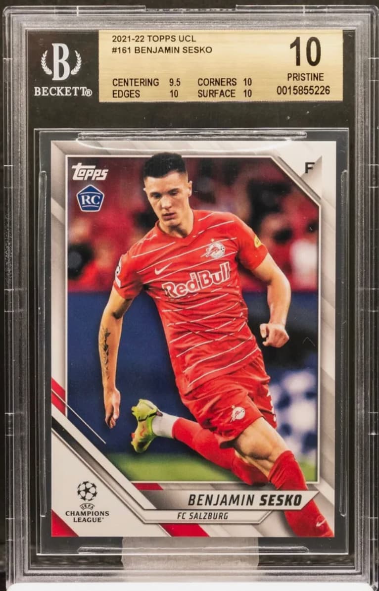 IMG_1355 2021-22 Topps UCL #161 Benjamin Šeško Rookie Card - BGS 10 Pristine - Image 1